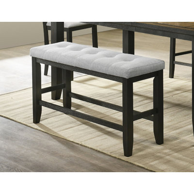 1pièce banc de hauteur de comptoir moderne capitonné rembourré pieds en bois de chambre à coucher meubles de salon finition lin gris anthracite