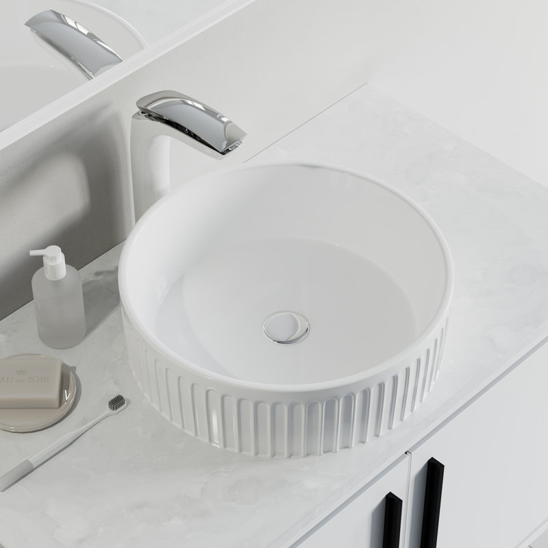 Lavabo vasque rond en céramique Dowell 6004, Naturel