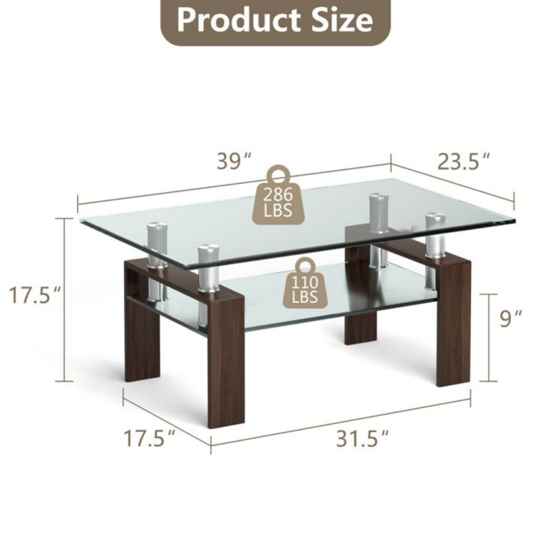 Table basse avec rangement Gracie, Café