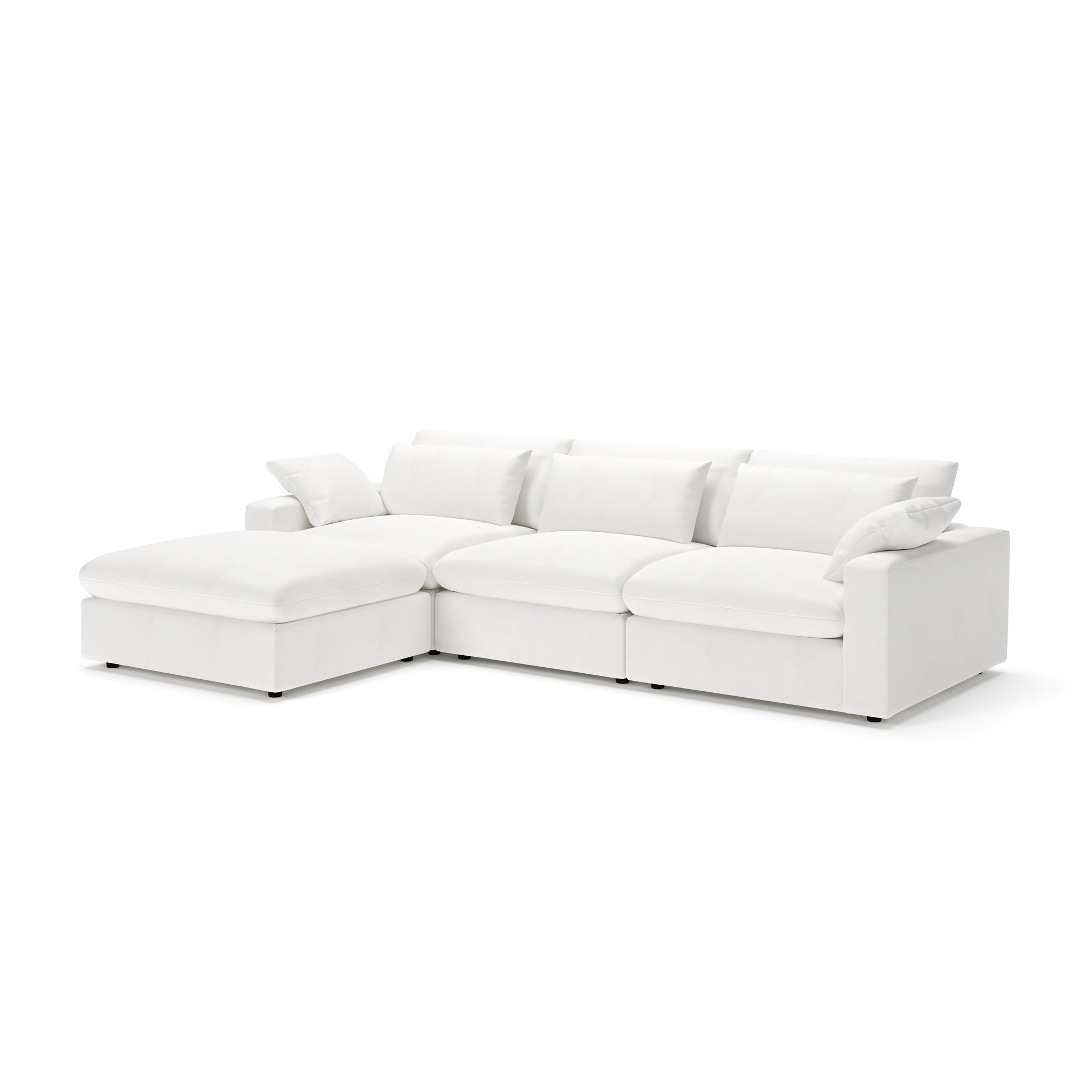 Remy 4-Piece Modular Reversible Chaise Sectional, Classic Bleach White Twill