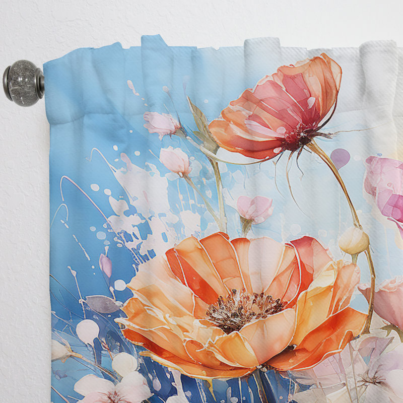 Guri - Rideau obscurcissant à motif floral fleurs saisonnières - 1 panneau, L 52 po x L 84 po