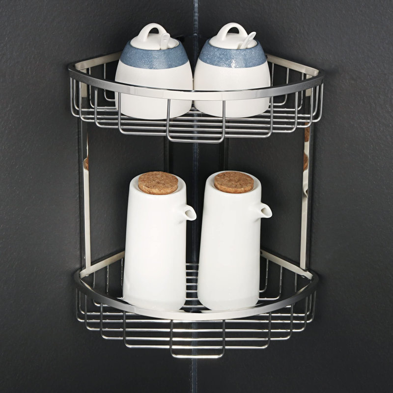 Newsom Drill / Screw Stainless Steel Shower Caddy, Chromed