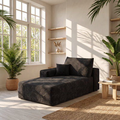 Y68.9" W x 37.4" D x 24.4" H Corduroy Foam Sleeper Sofa Chaise Lounge