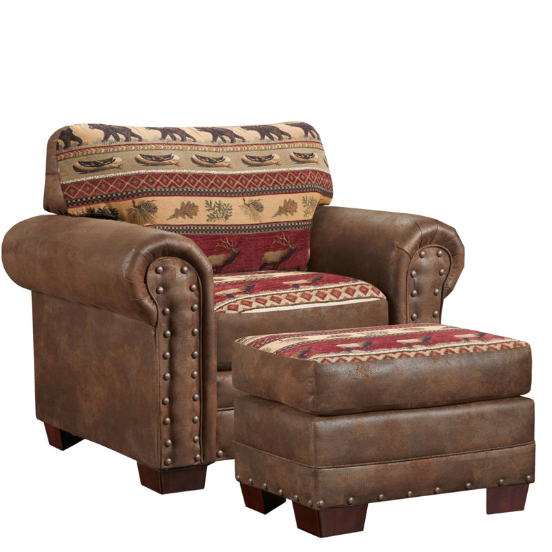 Jailiyah Upholstered Accent Chair with Ottoman, Sierra Lodge Microfiber / Microsuede