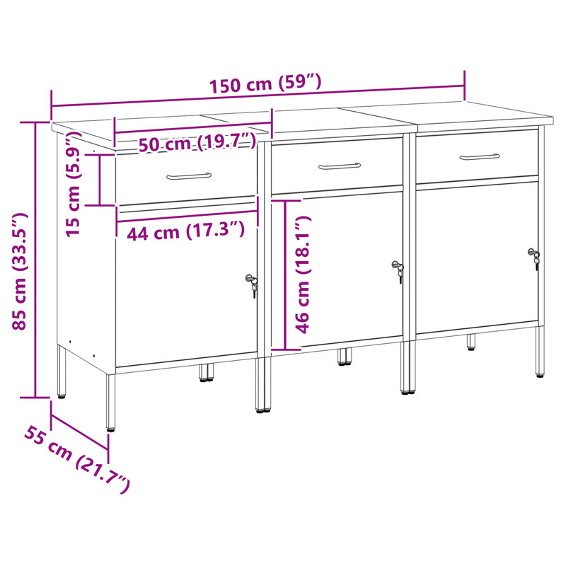 Work Cabinet with Drawer, Red