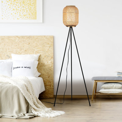 Gzifa 59.4'' Rattan Tripod Floor Lamp with Outlet