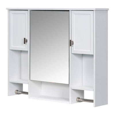 35'' X 28'' Bathroom Wall Cabinet - & Stylish Finish Mounted Mirror Concealed Storage Quality