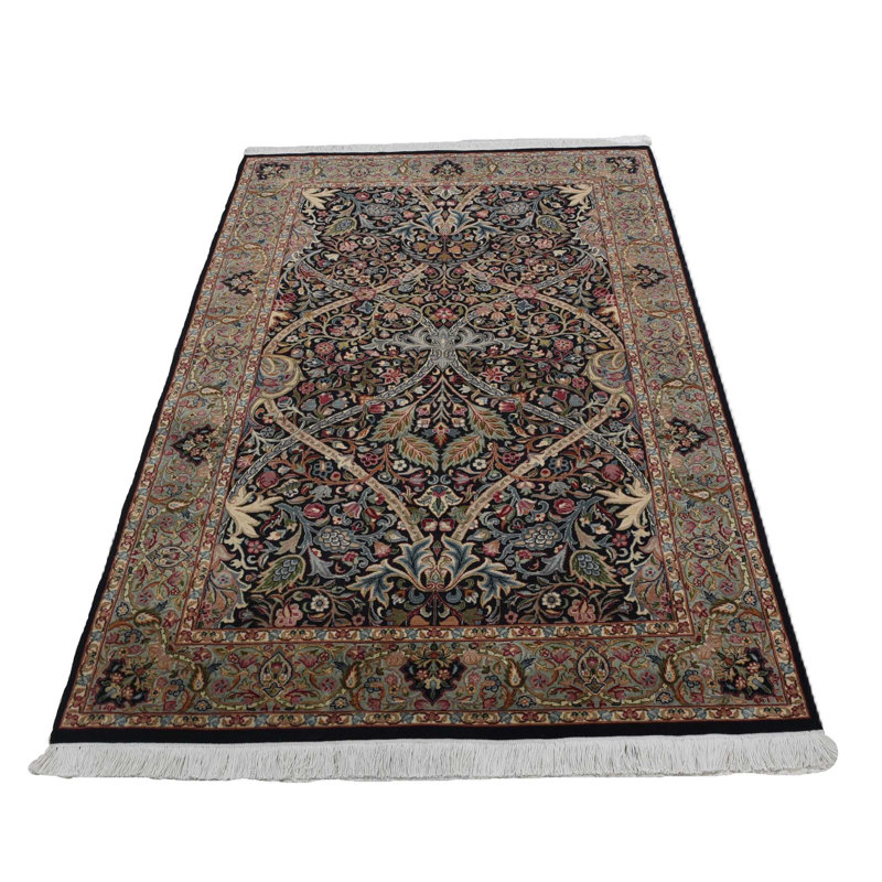 Traditional Hand Knotted Wool Oriental Area Rug in Black