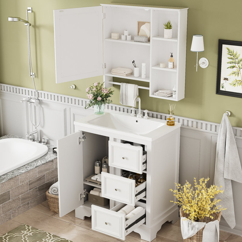 Armoire de salle de bain Thurmann, Blanc