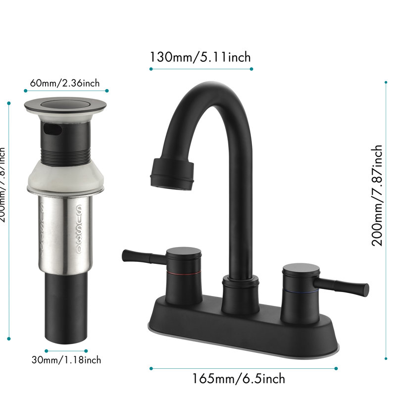 Centerset 2-handle Bathroom Faucet with Drain Assembly