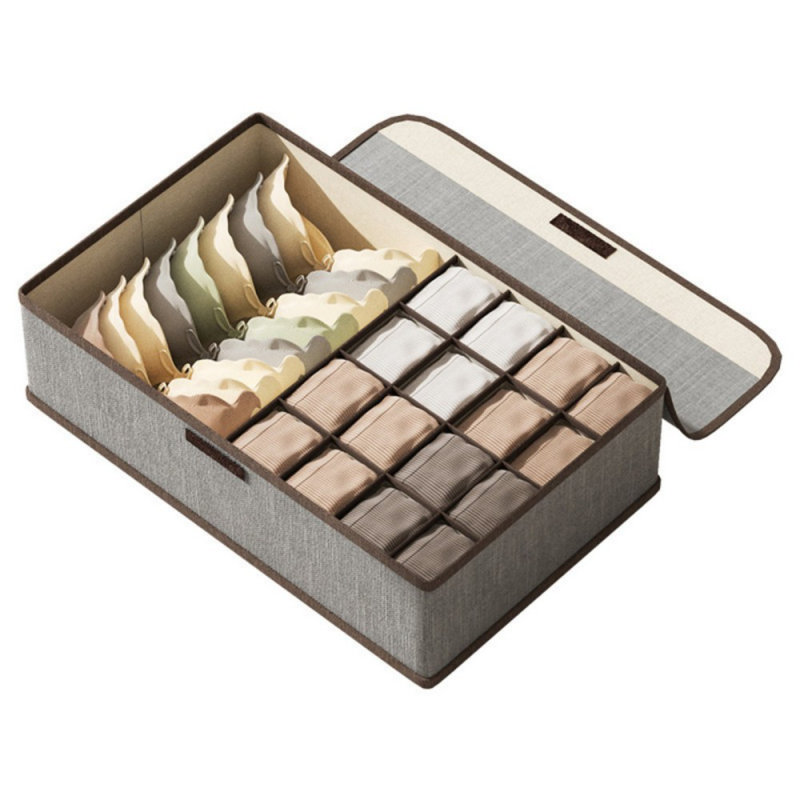 3-in-1 Drawer Divider Storage Box with Lid, Gray