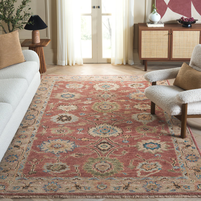 Samarkand 100 One Hundred Eleven Area Rug In Red / Beige, Rectangle 10' x 14'