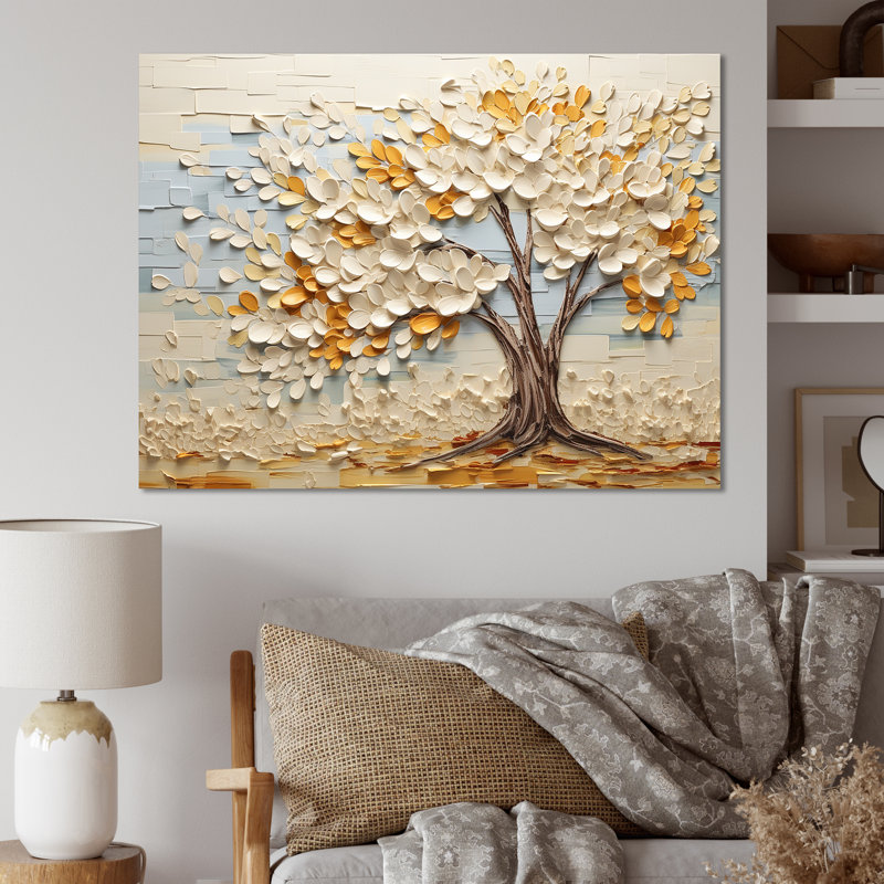 Minimalisme américain Basswood Tree IV - arbre, décoration murale, Toile tendue, H 16 po x l 32 po x P 1 po