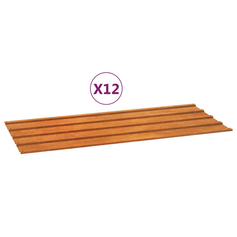 Rusty Corten Steel Corrugated Roof Panels Set of 12