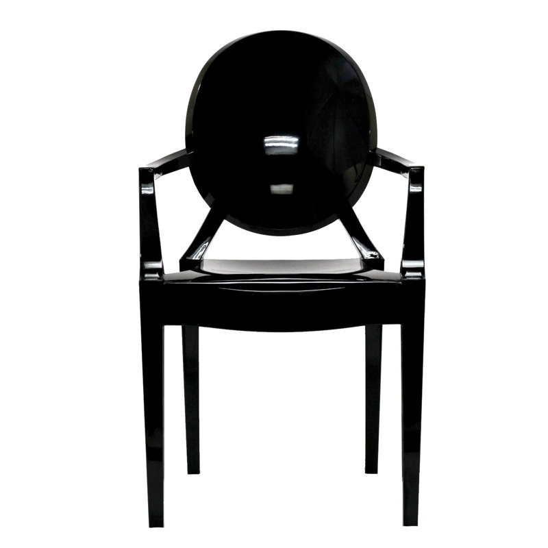  King Louis Back Stacking Side Chair, Black, 2