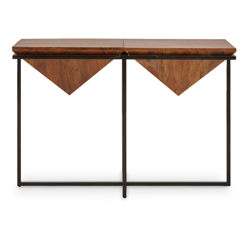 115cm Solid Wood Top Console Table