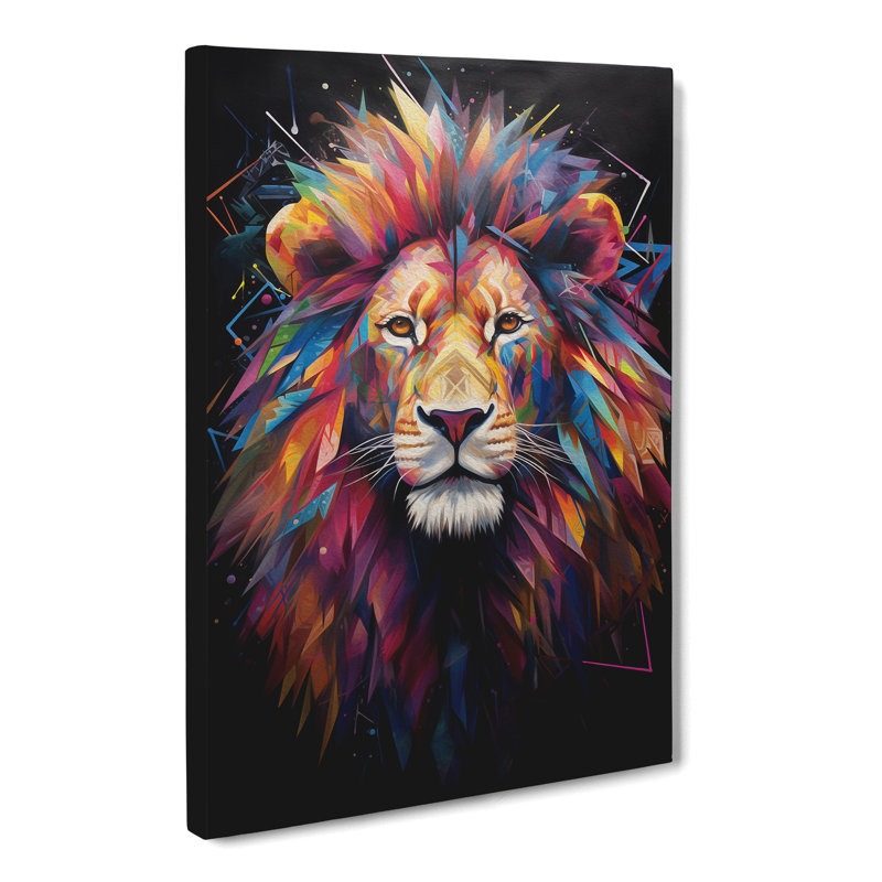 Lion Neo-Plasticism - Single Picture Frame Print, 60cm H x 40cm W x 3cm D