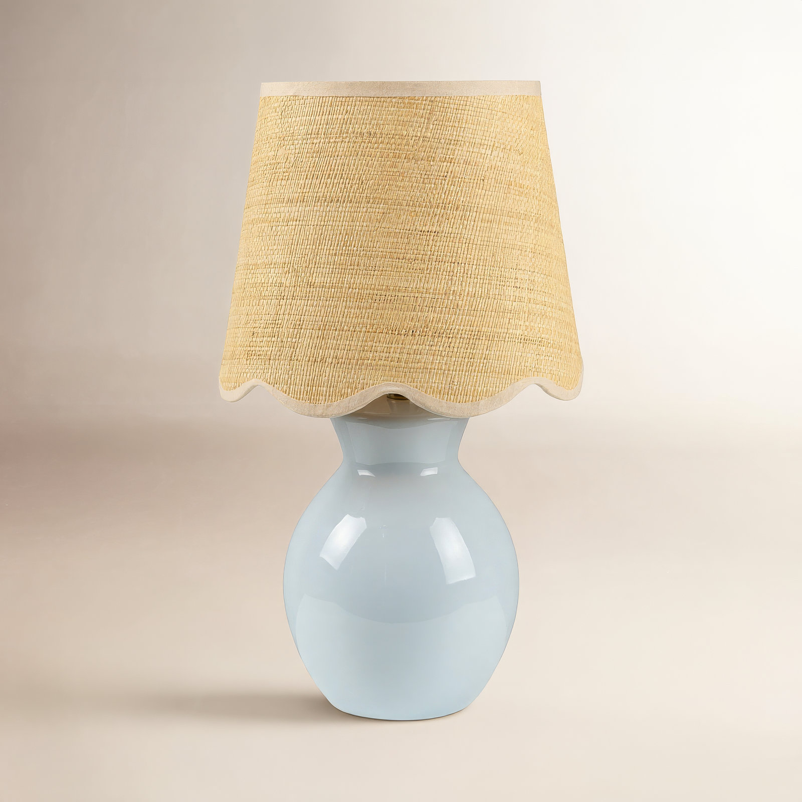 Momsen Scallop Shade Lamp, 15" H x 8" W x 8" D, Light Blue, Natural