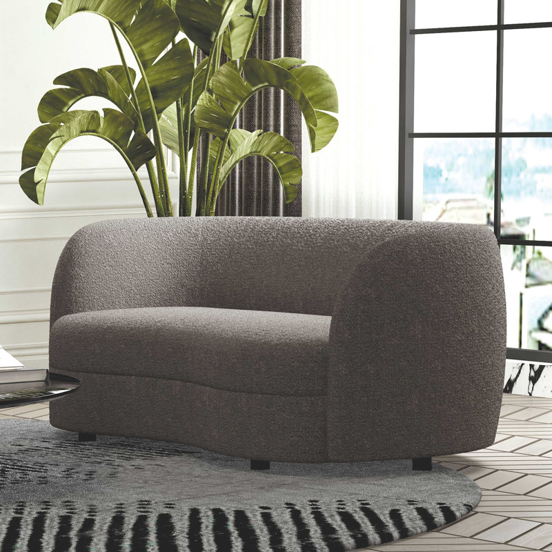 Celal 63'' Tuxedo Arm Curved Loveseat, Charcoal Gray 100% Polyester