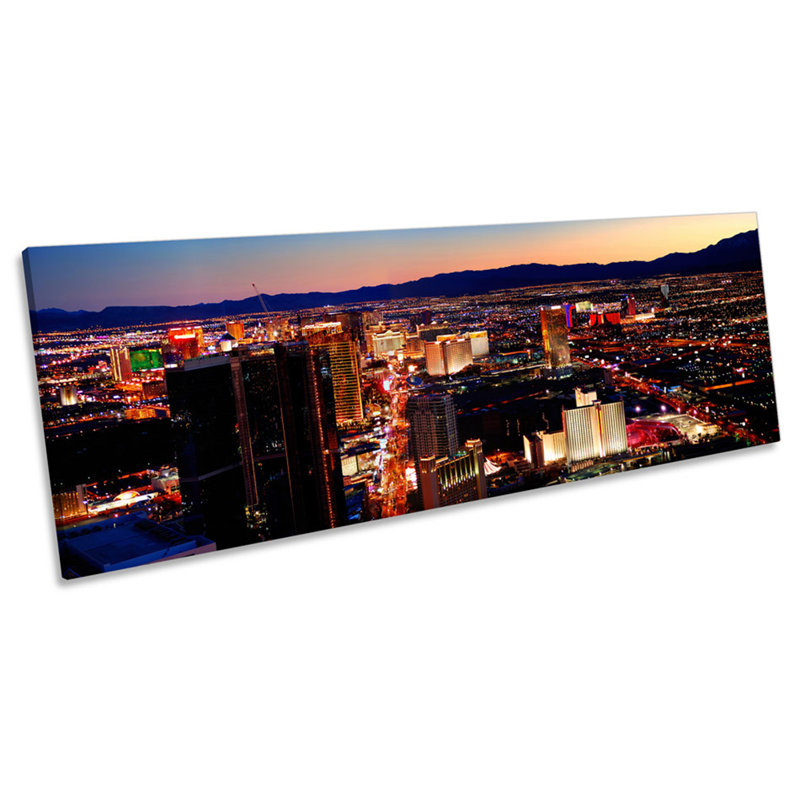 Skyline Las Vegas - Wrapped Canvas Panoramic Art Prints, 30.48cm H x 91.44cm W x 2cm D