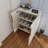 Modern White Sideboard Cabinet with Gold Handles for Kitchen, Dining Room Furniture Organizer