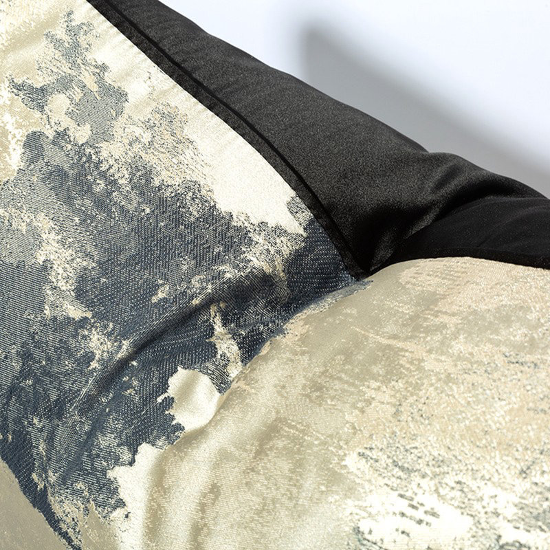 Housse de coussin réversible Abstract, Gris / beige abstrait, H 18 po x l 18 po