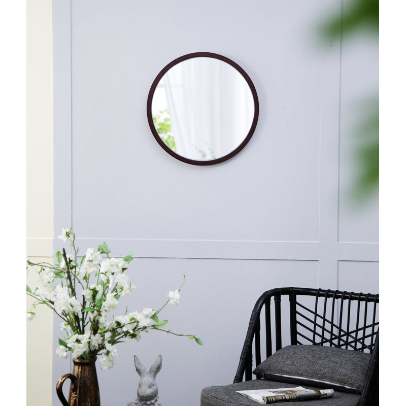 Miroir mural 20 "x 20" avec cadre en bois et finition noyer