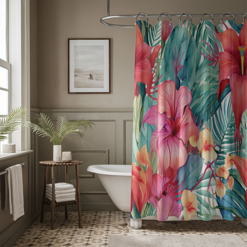 Rideau de douche standard 1 pièce Island Bloom, H 74 po x l 71 po