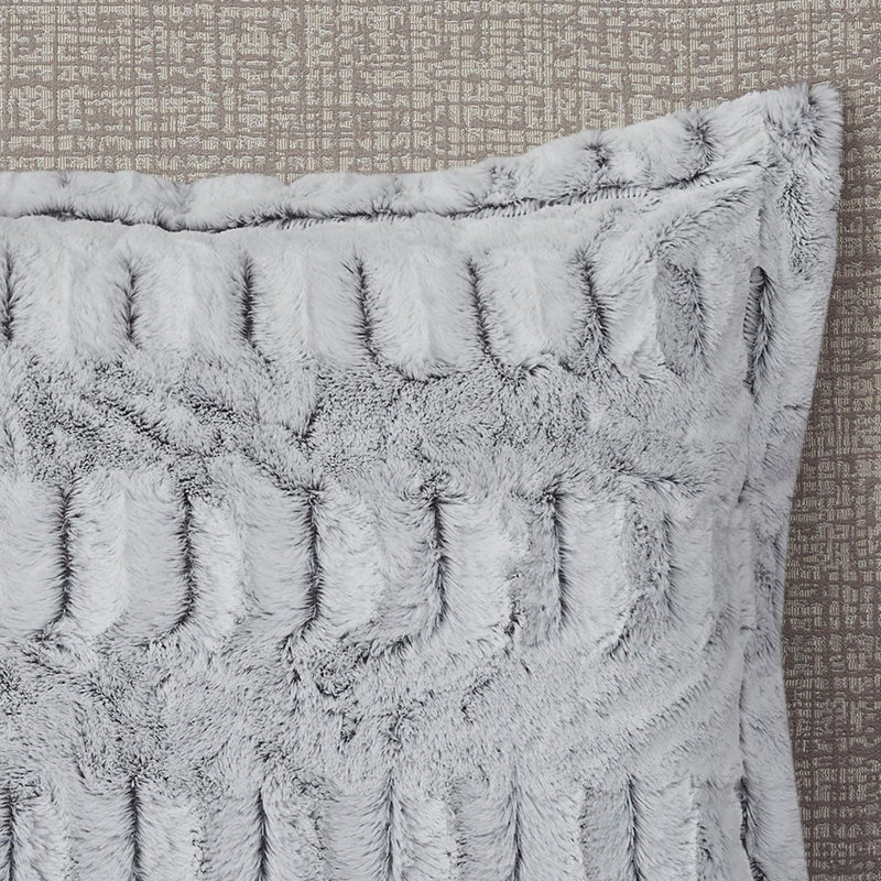Stylish Comforter King/ King - Grey Mink Reverse Long Fur Mini For Bed, King Comforter + 2 Shams