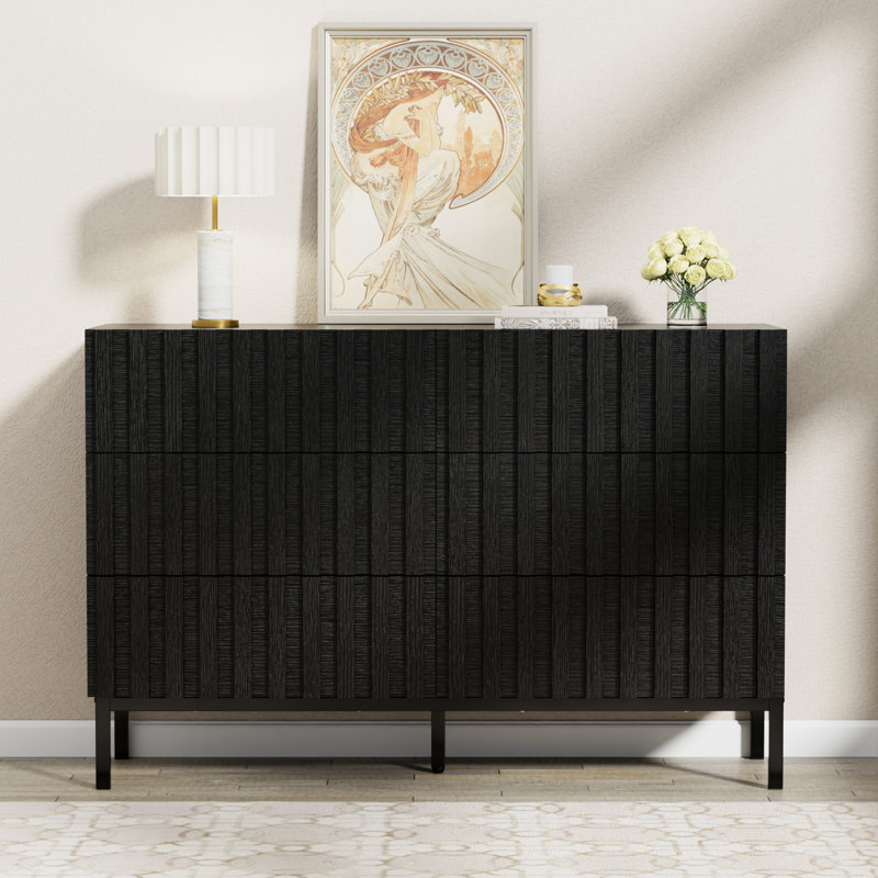 Commode double 6 tiroirs 47,24 po Sevyn Endress, Noir