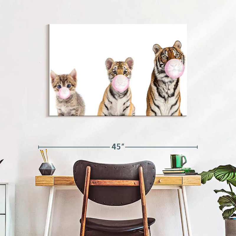 Bubble Gum Tigers sur toile, H 26 po x l 39 po x P 1,25 po