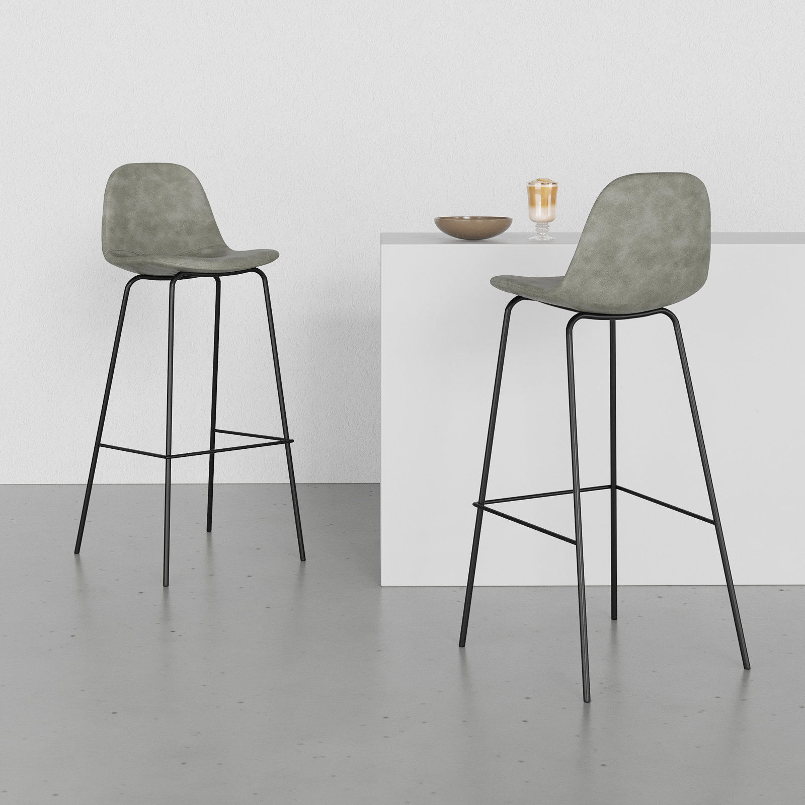 Kody Vegan Leather Bar & Counter Stool, Bar Stool (30.5" Seat Height), Slate Grey Vegan Leather