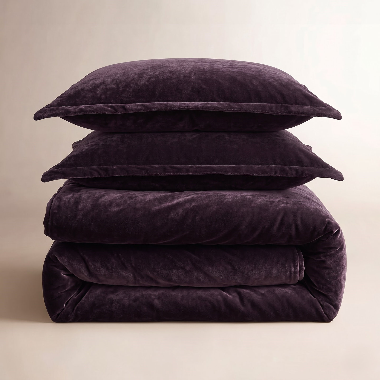 Stella Velvet Duvet Cover Set, King Duvet Cover + 2 King Shams, Dark Violet