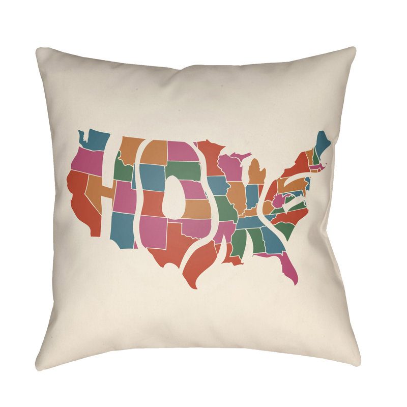 Lolita Home Square Throw Pillow, Poppy Red/Hot Pink