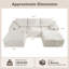 Canapé modulaire à compression en U 98 po, velours côtelé nuage, blanc-1701880924