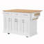 Grand îlot de cuisine de 54 pouces avec abattant en bois d'hévéa, chariot de cuisine à roulettes à texture gaufrée sur 4 roues avec 4 portes et 3 tiroirs, îlot de cuisine avec rangement pour la cuisine, la salle à manger, blanc-290040647