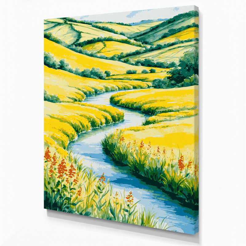 Aquarelle, paysage 23, art mural sur toile brune, H 14 po x l 11 po