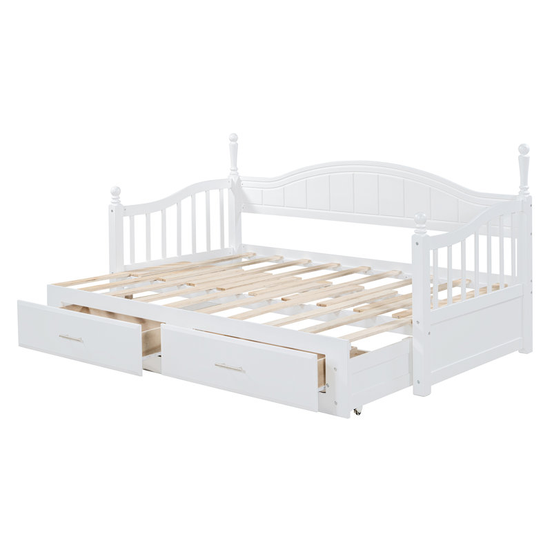 Lit de jour en bois avec couchette, Blanc