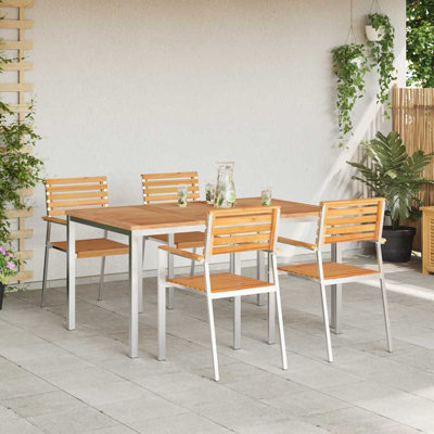 4 - Person Wood Patio Dining Set with