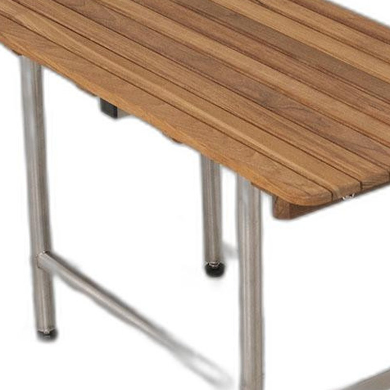 Banc de douche rectangulaire en teck brun 18 po x 20 po