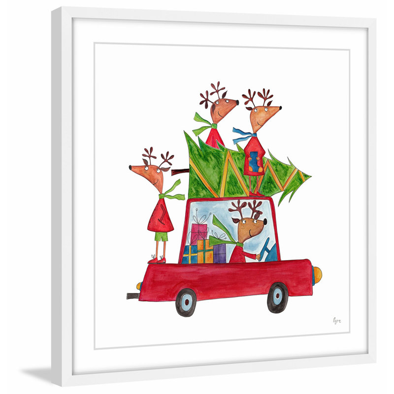Santa's Reindeers, reproduction encadrée, l 18 po x H 18 po x P 1,5 po