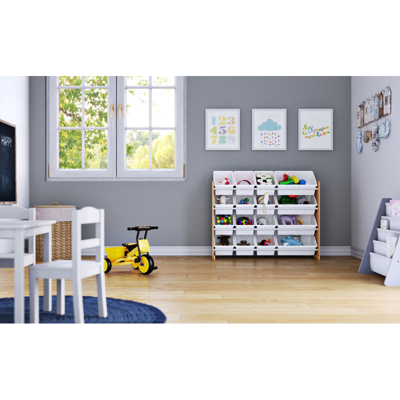 Bratton Toy Organizer with Bins, Natural/White