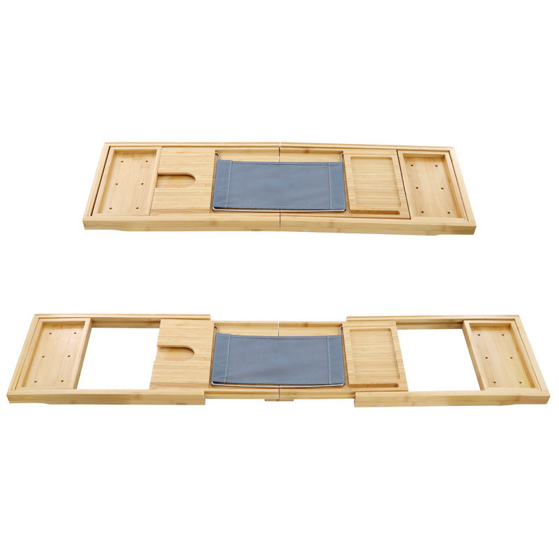 Adjustable Wood Bath Tub Caddy in Bamboo
