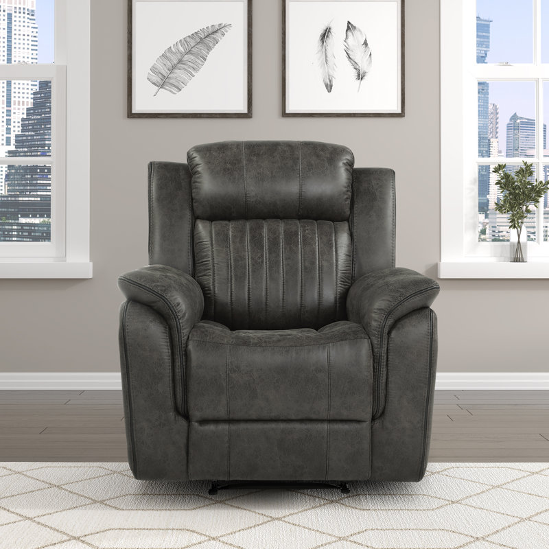 Gotay 39.5" Modern & Contemporary Polished Microfiber Reclining Chair with Tab Pull Reclining Motion, Solid Wood & Plywood Frame