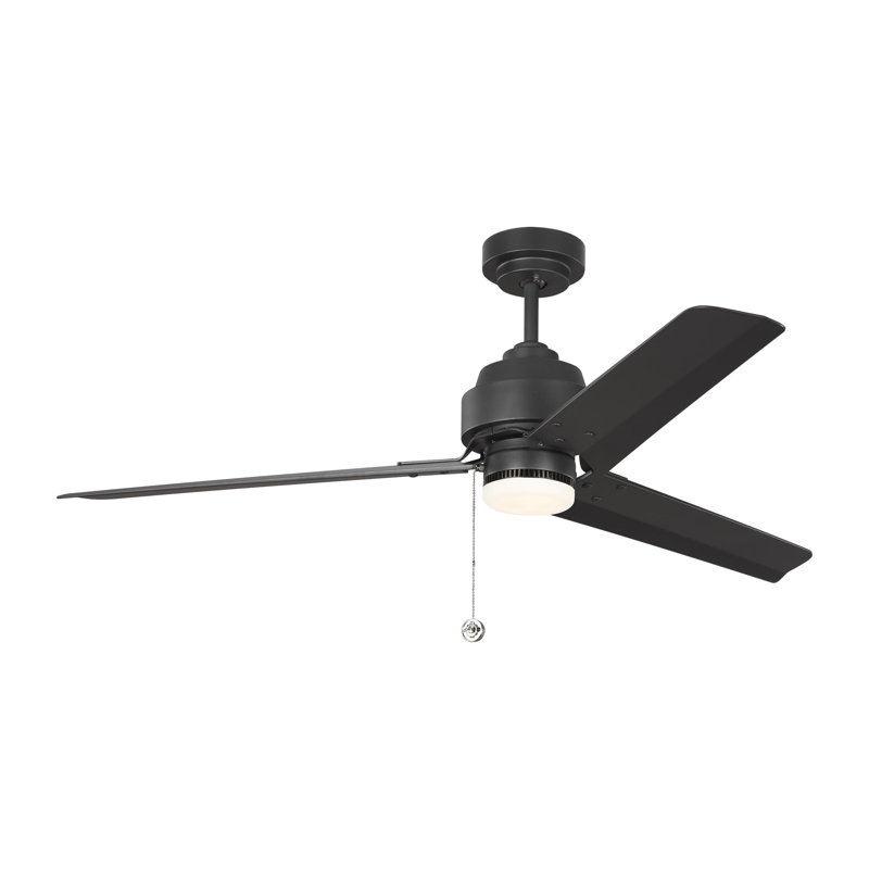 Ventilateur de plafond Arcade 54" 54" à 3 pales avec chaînette, Noir minuit avec pales noires
