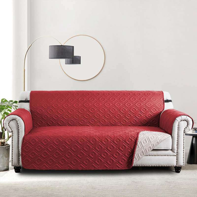 Reversible Waterproof Sofa Protector - Dual-Sided Sofa Protector Slipcover, Burgundy/Beige, 179cm H x 280cm W - (3 Seater)