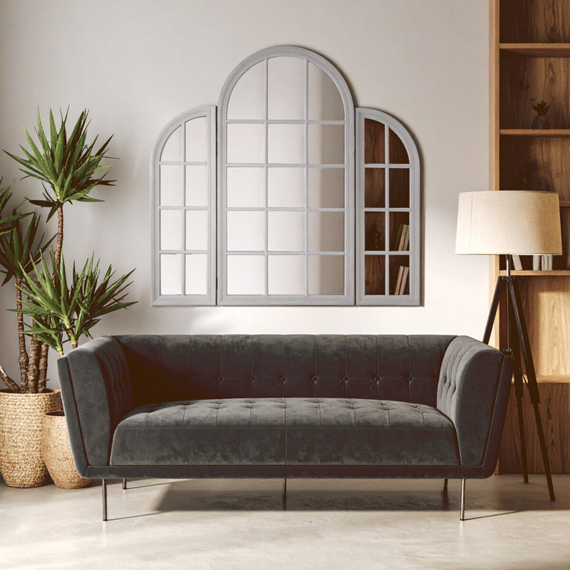 Estella Solid Wood Flat Wall Mirror, Grey