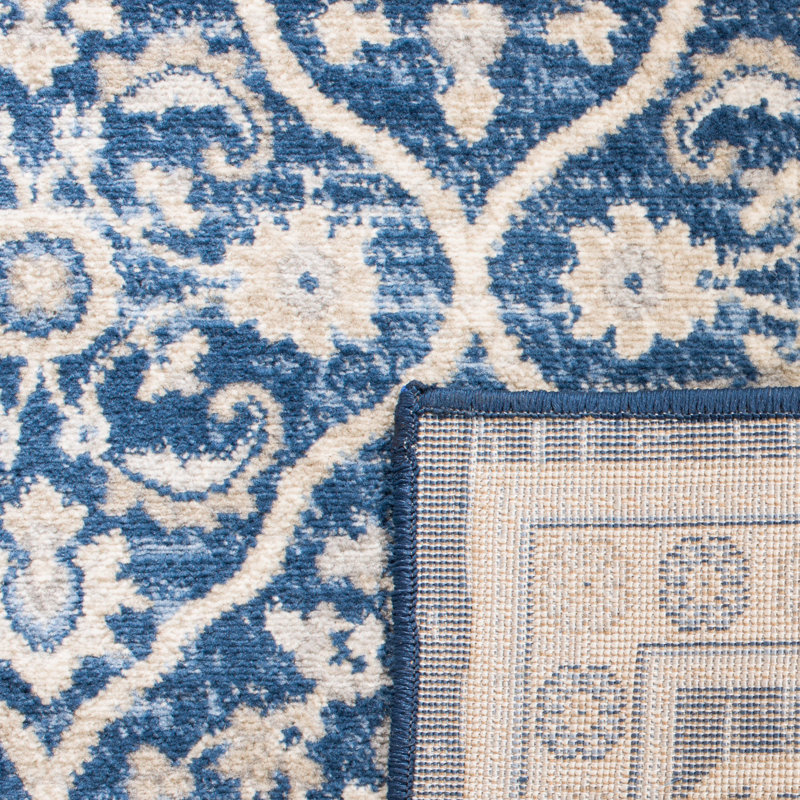 Tapis bleu marine / gris clair Llana, Carré 3 pi