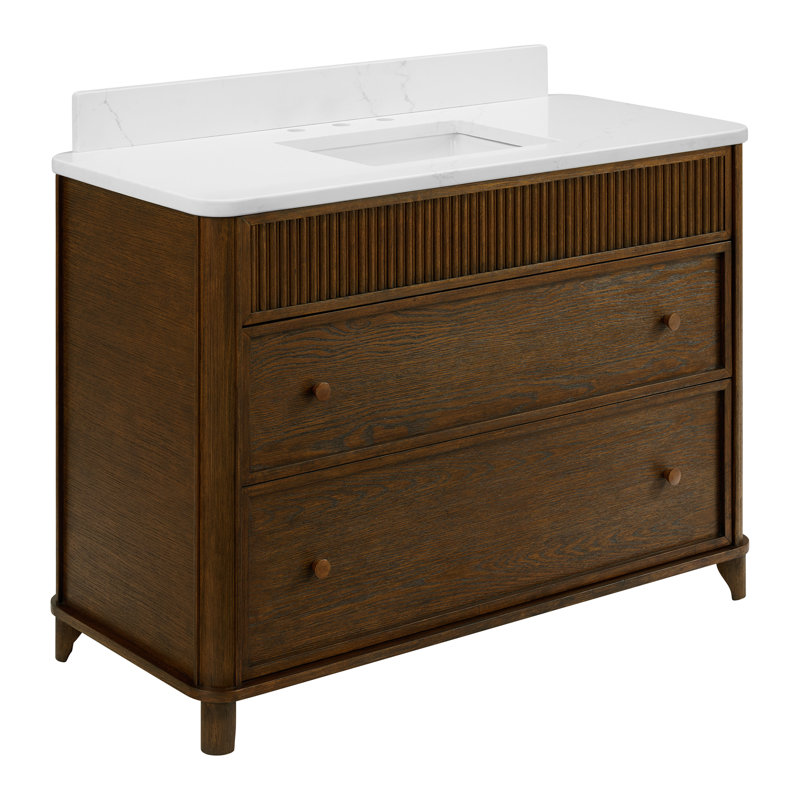 Meuble-lavabo 48 po avec comptoir Statuario, 48", Chêne brun rehaussé