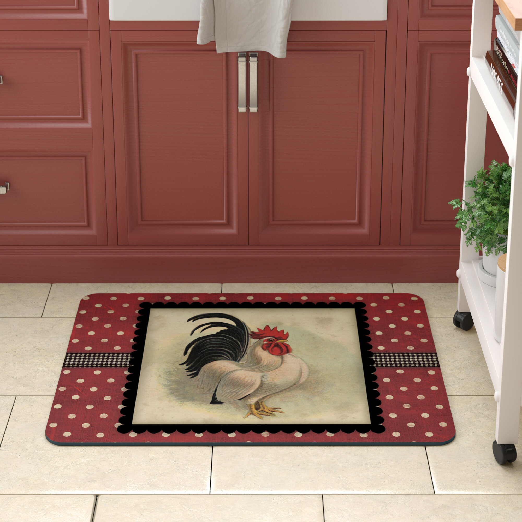 Rooster Kitchen Rug Memory Foam Kitchen Mat Set of 2, Farmhouse